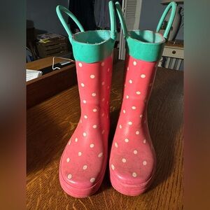 Carter ~Pink Polka Dot Rain Boots~Size 8